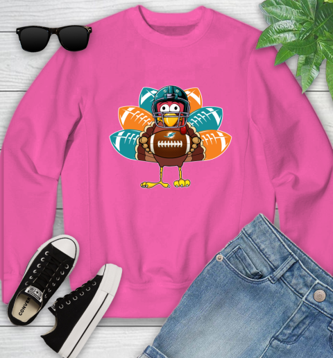 Miami Dolphins Turkey Thanksgiving Day Youth Sweatshirt 7