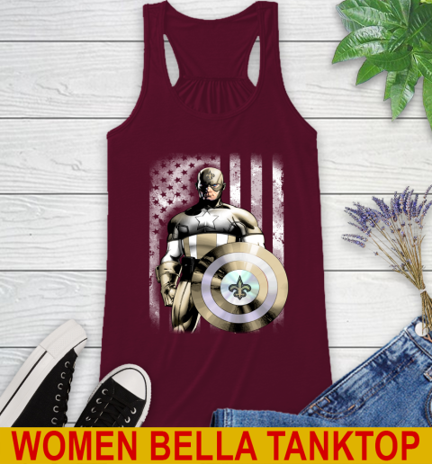 New Orleans Saints NFL Football Captain America Marvel Avengers American Flag Shirt Racerback Tank 2