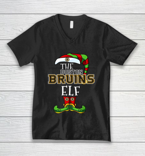 Boston Bruins Christmas ELF Funny NHL V-Neck T-Shirt