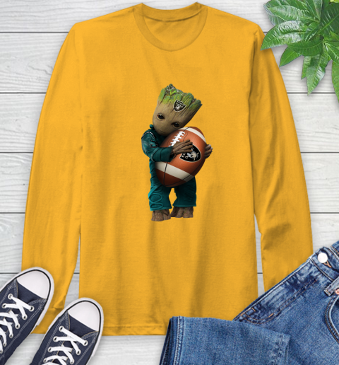 NFL Groot Guardians Of The Galaxy Football Sports Oakland Raiders Long Sleeve T-Shirt 3