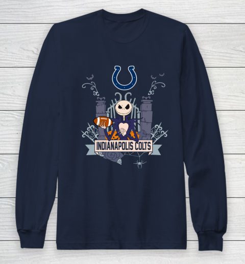 NFL Indianapolis Colts Football Jack Skellington Halloween Long Sleeve T-Shirt 2