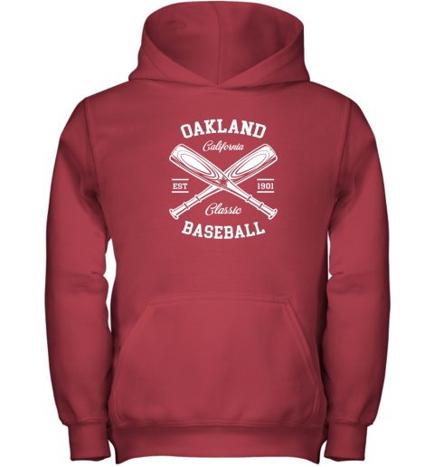 uore oakland baseball classic vintage california retro fans gift t youth hoodie 43 front red