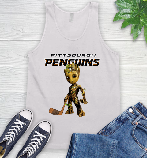 Pittsburgh Penguins NHL Hockey Groot Marvel Guardians Of The Galaxy Tank Top