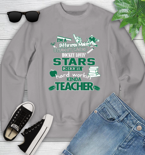 Dallas Stars NHL I'm A Difference Making Student Caring Hockey Loving Kinda Teacher Youth Sweatshirt 3