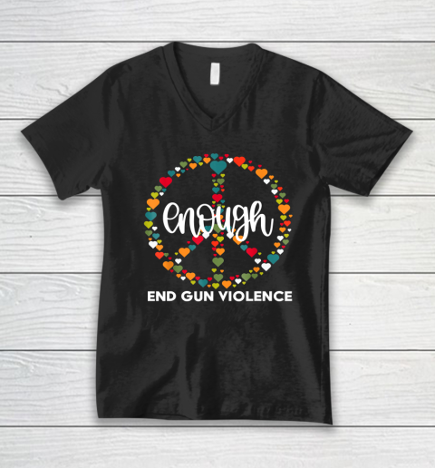 Wear Orange Peace Sign Enough End Gun Violence V-Neck T-Shirt