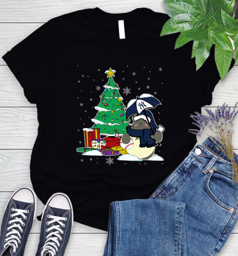 New York Yankees MLB Baseball Cute Tonari No Totoro Christmas Sports Women's T-Shirt