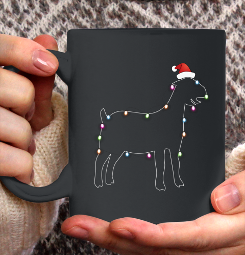 Santa Goat Christmas color led light Funny Xmas Goat Ceramic Mug 11oz