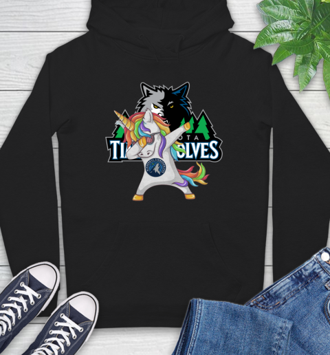 Minnesota Timberwolves NBA Basketball Funny Unicorn Dabbing Sports Hoodie 2