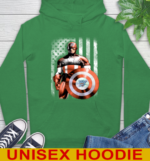 Oklahoma City Thunder NBA Basketball Captain America Marvel Avengers American Flag Shirt Hoodie 8