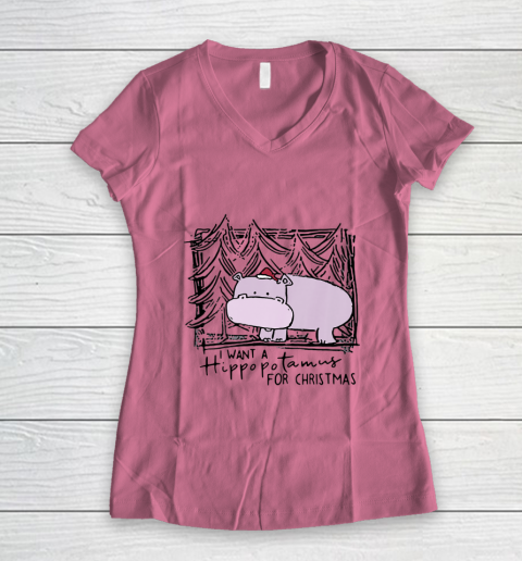 I Want A Hippopotamus For Christmas Hippo for Kid Women Men Women's V-Neck T-Shirt 7