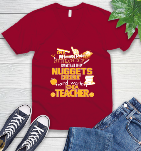 Denver Nuggets NBA I'm A Difference Making Student Caring Basketball Loving Kinda Teacher V-Neck T-Shirt 7