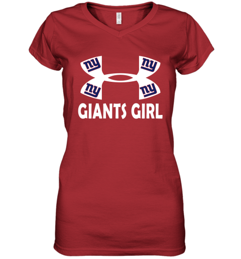 NFL New York Giants Girl Under Armour Football Sports BnZZ5IXznEj women v neck t shirt 39 95 151514 front red