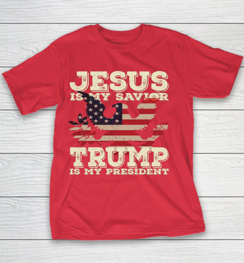 Jesus Is My Savior Trump Is My President Vintage American Youth T-Shirt 7