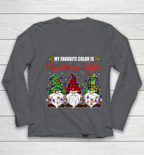 My Favorite Color Is Christmas Light Gnome Merry Christmas Youth Long Sleeve 6