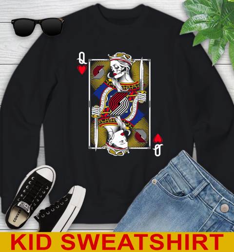 NBA Basketball Portland Trail Blazers The Queen Of Hearts Card Shirt Youth Sweatshirt