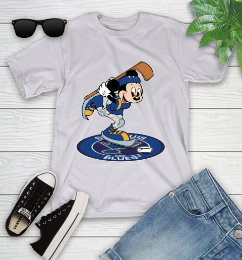 NHL Hockey St.Louis Blues Cheerful Mickey Disney Shirt Youth T-Shirt 4