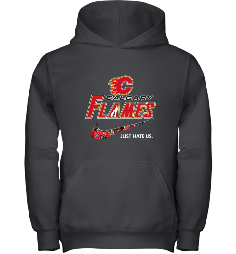 NHL Team Calgary Flames x Nike Just Hate Us Hockey Youth Hoodie