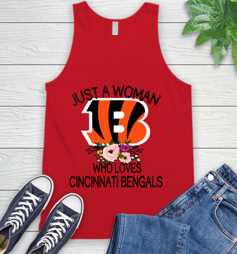 NFL Just A Woman Who Loves Cincinnati Bengals Football Sports Tank Top 4