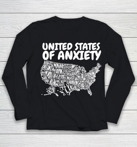 United States Of Anxiety US Map Youth Long Sleeve