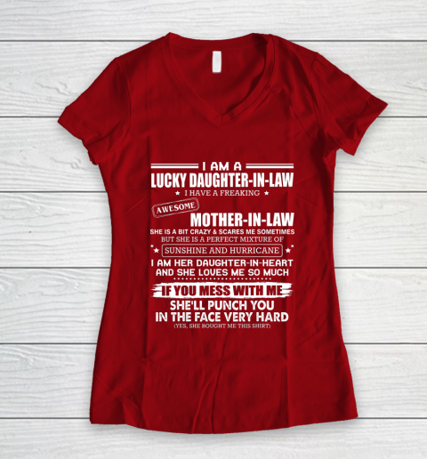 Lucky Daughter In Law Have A Freaking Awesome Mother In Law Women's V-Neck T-Shirt 8