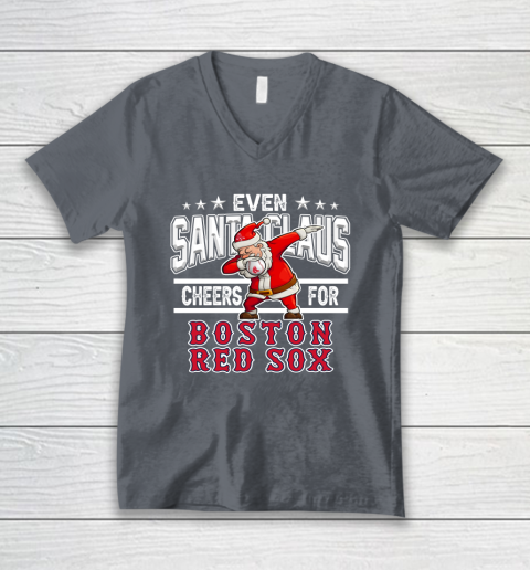 Boston Red Sox Even Santa Claus Cheers For Christmas MLB V-Neck T-Shirt 4