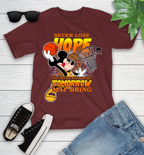 Los Angeles Lakers NBA Basketball Mickey Disney Never Lose Hope Youth T-Shirt 14