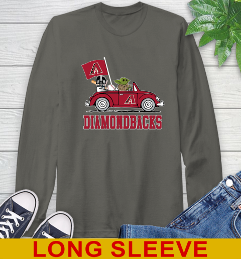 MLB Baseball Arizona Diamondbacks Darth Vader Baby Yoda Driving Star Wars Shirt Long Sleeve T-Shirt 8