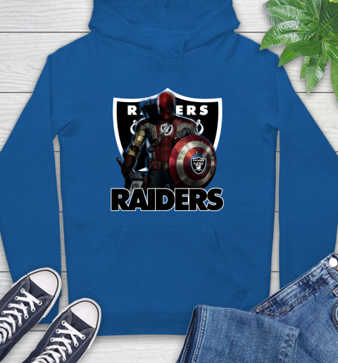 NFL Captain America Thor Spider Man Hawkeye Avengers Endgame Football Oakland Raiders Hoodie 9