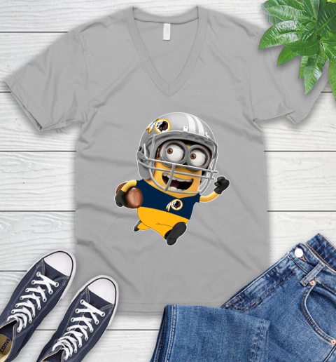 NFL Washington Redskins Minions Disney Football Sports V-Neck T-Shirt 4