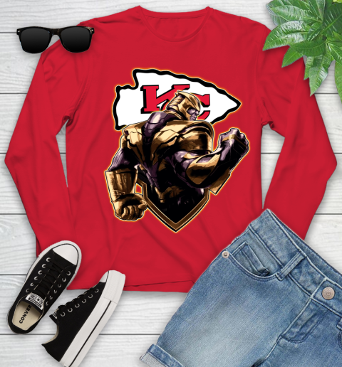 NFL Thanos Avengers Endgame Football Sports Kansas City Chiefs Youth Long Sleeve 11