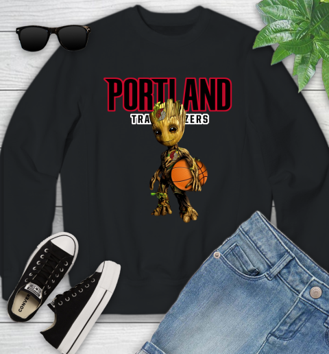 Portland Trail Blazers NBA Basketball Groot Marvel Guardians Of The Galaxy Youth Sweatshirt 2