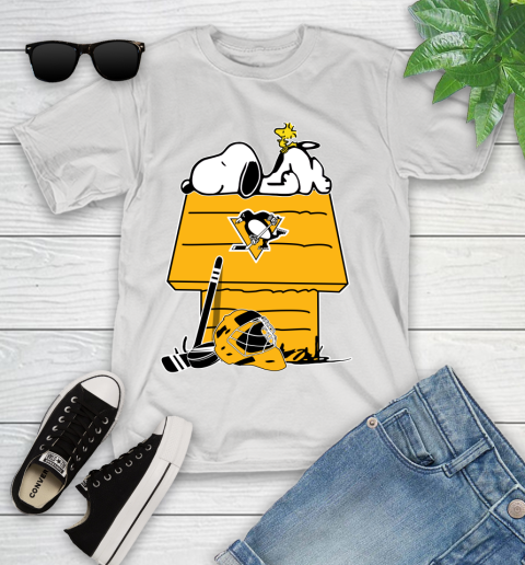 Pittsburgh Penguins NHL Hockey Snoopy Woodstock The Peanuts Movie Youth T-Shirt