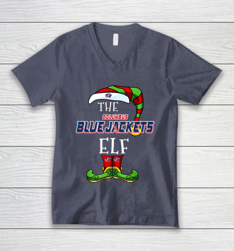 Columbus Blue Jackets Christmas ELF Funny NHL V-Neck T-Shirt 7