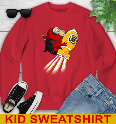 NHL Hockey Boston Bruins Deadpool Minion Marvel Shirt Youth Sweatshirt 7