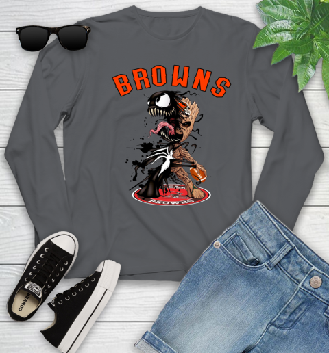 NFL Cleveland Browns Football Venom Groot Guardians Of The Galaxy Youth Long Sleeve 8