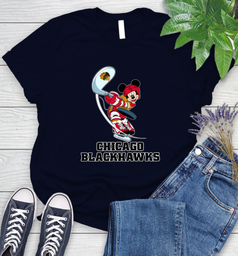 NHL Hockey Chicago Blackhawks Cheerful Mickey Mouse Shirt Women's T-Shirt - Image 4