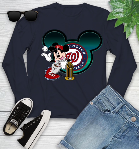 MLB Washington Nationals The Commissioner's Trophy Mickey Mouse Disney Youth Long Sleeve 3