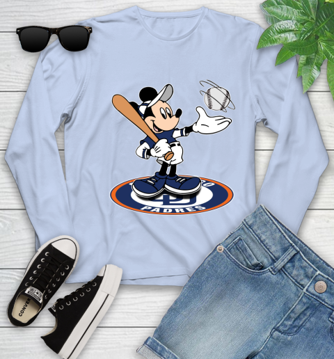 MLB Baseball San Diego Padres Cheerful Mickey Disney Shirt Youth Long Sleeve 9