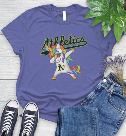 Oakland Athletics MLB Baseball Funny Unicorn Dabbing Sports Women's T-Shirt 11