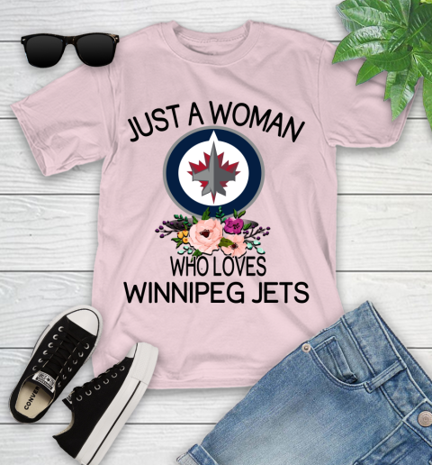 NHL Just A Woman Who Loves Winnipeg Jets Hockey Sports Youth T-Shirt 7