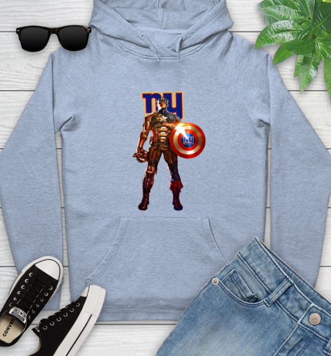 NFL Captain America Marvel Avengers Endgame Football Sports New York Giants Youth Hoodie 10