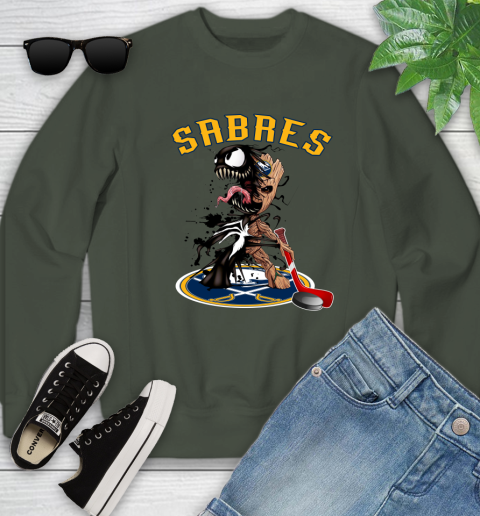 NHL Buffalo Sabres Hockey Venom Groot Guardians Of The Galaxy Youth Sweatshirt 10