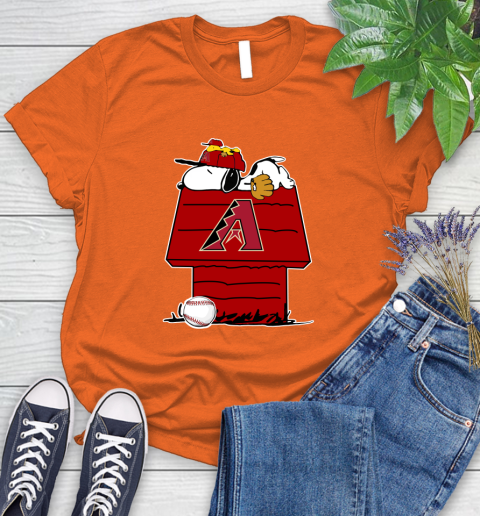 MLB Arizona Diamondbacks Snoopy Woodstock The Peanuts Movie Baseball T Shirt Women's T-Shirt 4