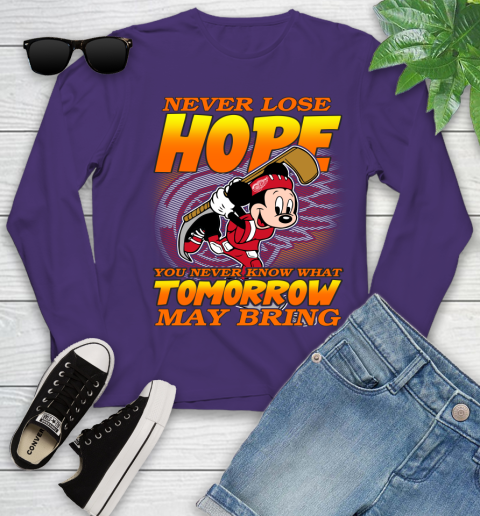 Detroit Red Wings NHL Hockey ootball Mickey Disney Never Lose Hope Youth Long Sleeve 4