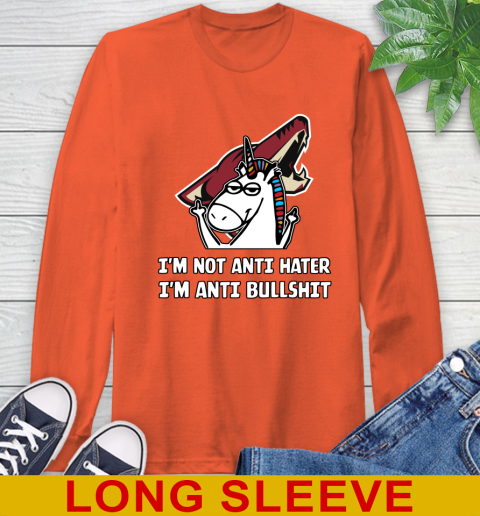 Arizona Coyotes NHL Hockey Unicorn I'm Not Anti Hater I'm Anti Bullshit Long Sleeve T-Shirt 5