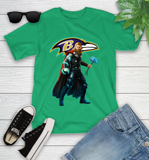 NFL Thor Avengers Endgame Football Baltimore Ravens Youth T-Shirt 6