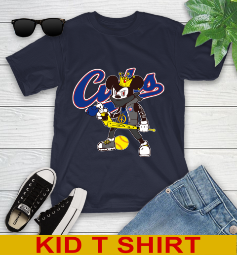 Chicago Cubs MLB Baseball Mickey Peace Sign Sports Youth T-Shirt 4 Chicago Cubs MLB Baseball Mickey Peace Sign Sports Youth T-Shirt - Image 4