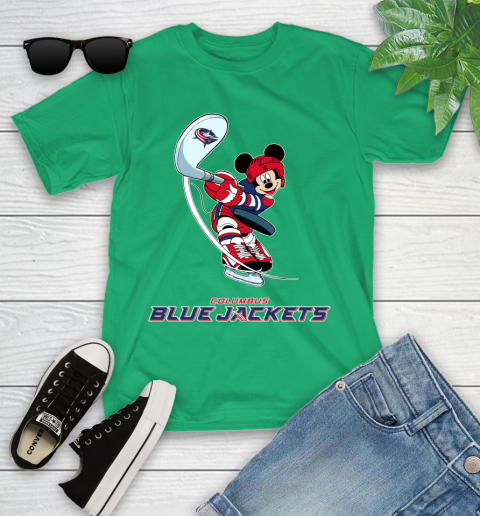 NHL Hockey Columbus Blue Jackets Cheerful Mickey Mouse Shirt Youth T-Shirt 6
