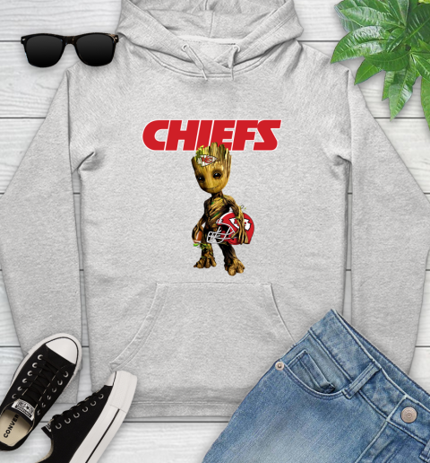Kansas City Chiefs NFL Football Groot Marvel Guardians Of The Galaxy Youth Hoodie