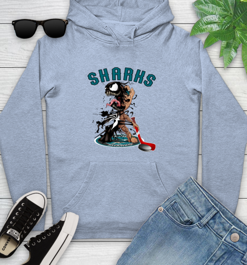 NHL San Jose Sharks Hockey Venom Groot Guardians Of The Galaxy Youth Hoodie 10